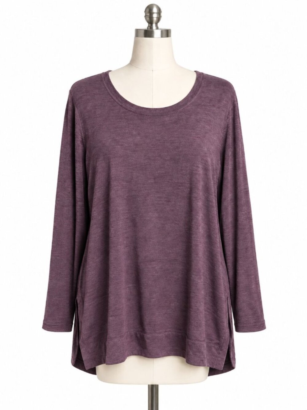 WoolX Hazel Merino Wool Tunic Top XL Deep Plum Long Sleeve Relaxed Fit